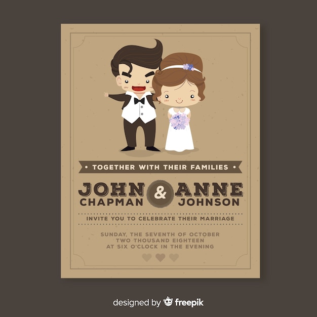 Flat wedding card template