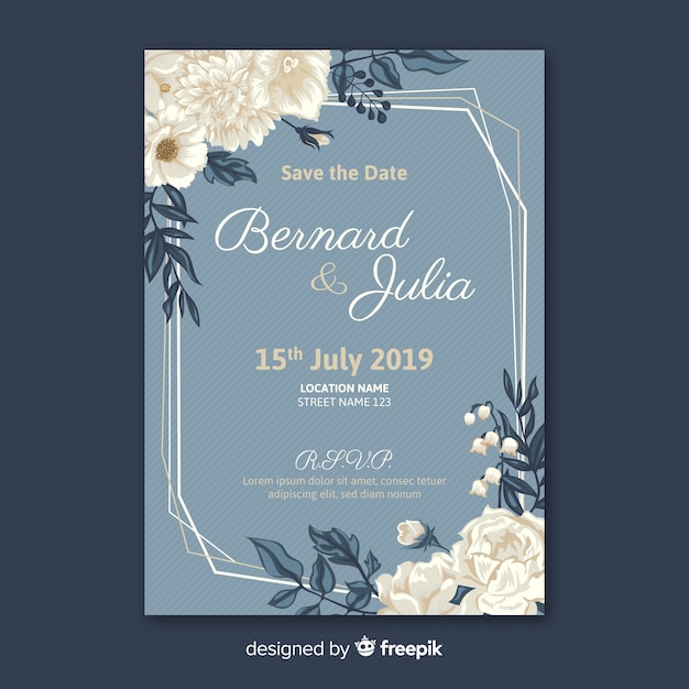 Flat wedding card template