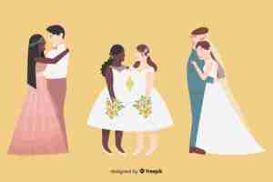 Free vector flat wedding couple collection