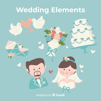 Flat wedding element collection