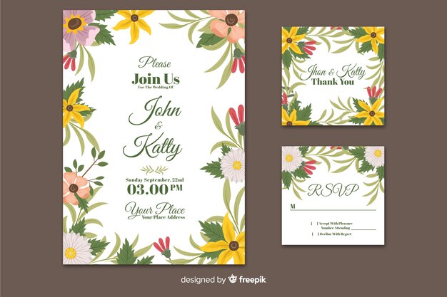flat wedding invitation stationery template