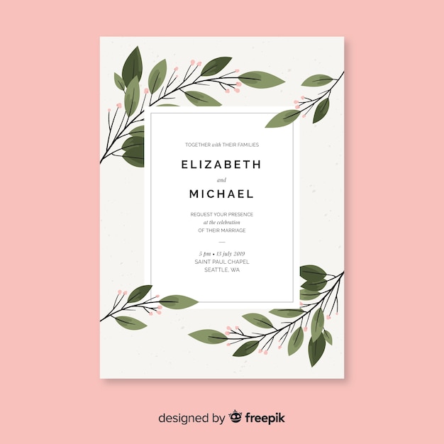 Free vector flat wedding invitation template