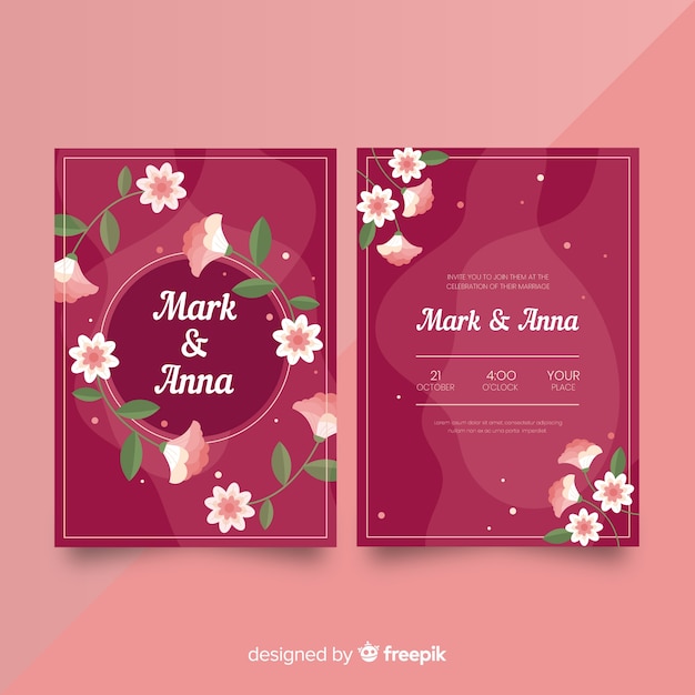 Flat wedding invitation template