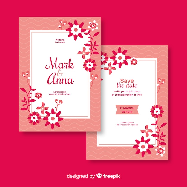 Flat wedding invitation template