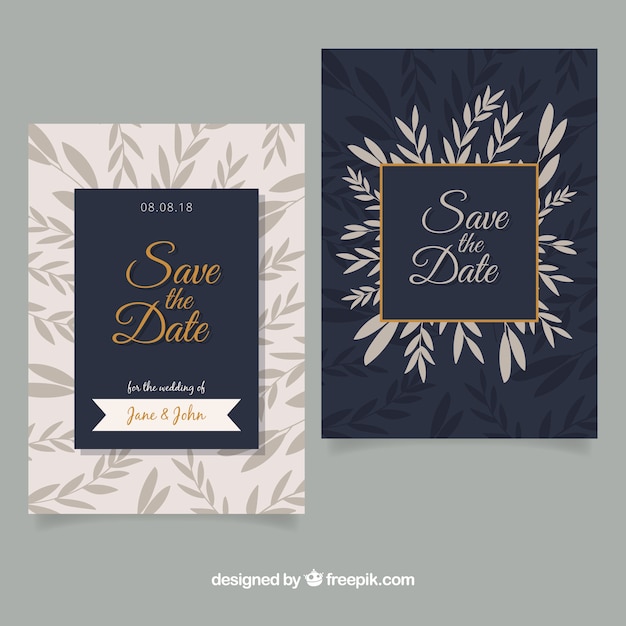 Flat wedding invitation with elegant style