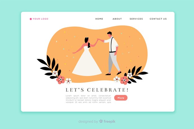 Flat wedding landing page template