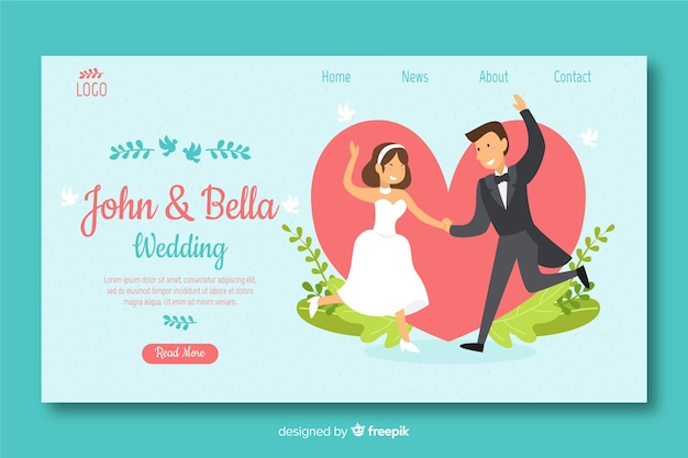 Flat wedding landing page template