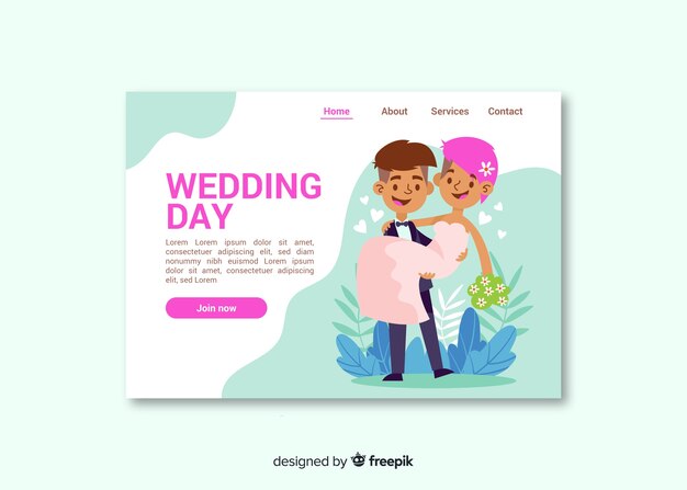 Flat wedding landing page template