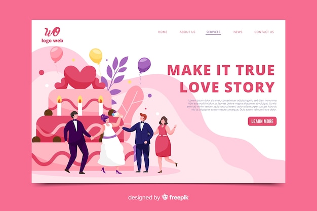 Flat wedding landing page template