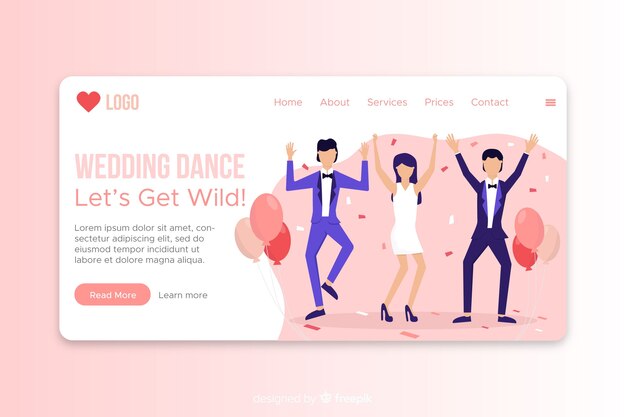 Free vector flat wedding landing page template