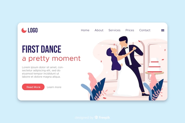 Flat wedding landing page template