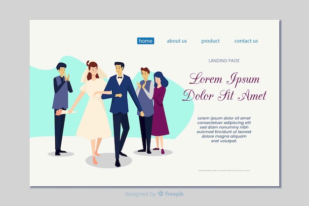 Flat wedding landing page template