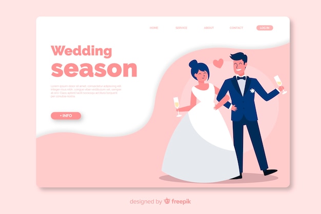 Flat wedding landing page template