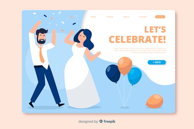 Flat Wedding Landing Page Template: Free Vector Download for Wedding Vector Templates