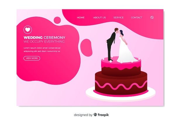 Бесплатное векторное изображение Плоский шаблон страницы посадки свадьбы