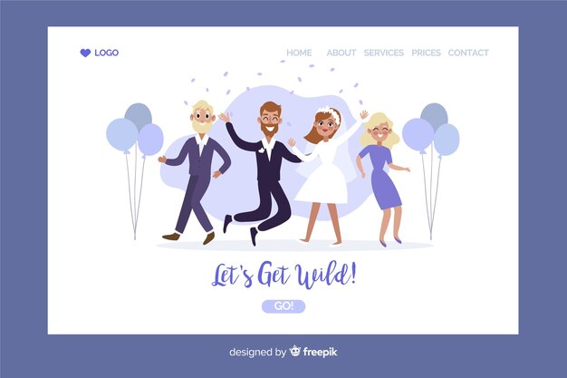 Flat wedding landing page template