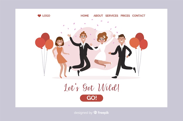 Free vector flat wedding landing page template