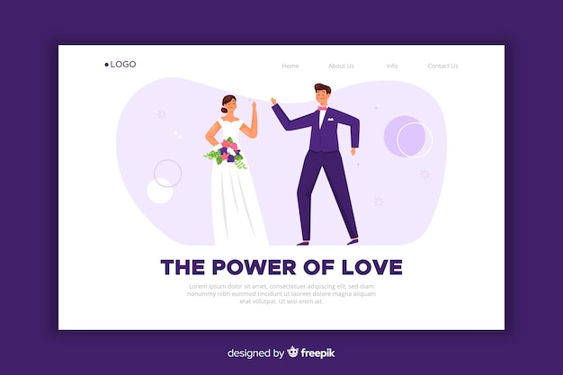 Free vector flat wedding landing page template