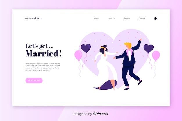 Flat wedding landing page template