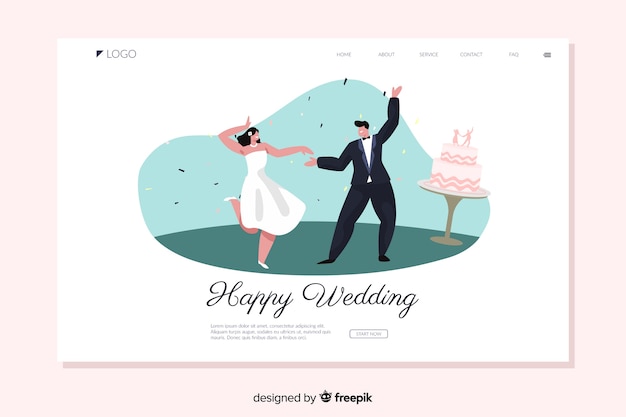 Free vector flat wedding landing page template