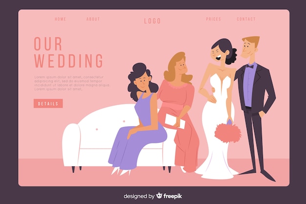 Flat wedding landing page template