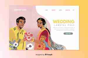 Free vector flat wedding landing page template