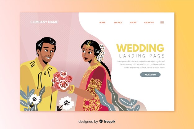 Flat wedding landing page template