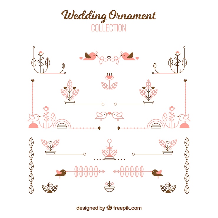 Free Vector flat wedding ornament collection