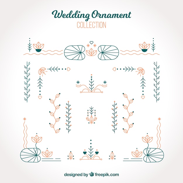 Free vector flat wedding ornament collection