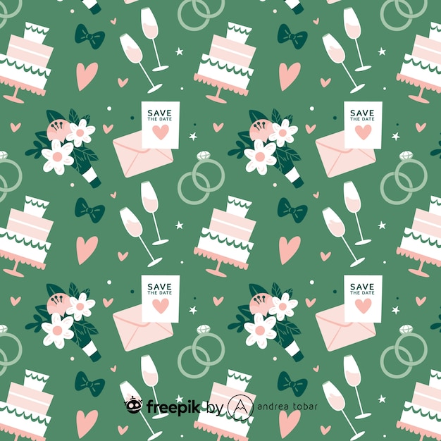 Free Vector flat wedding pattern