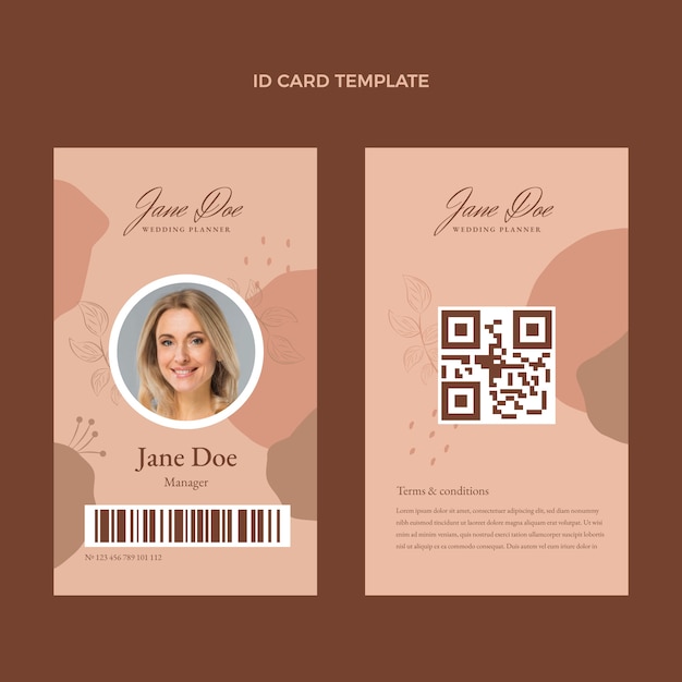 Flat wedding planner id card template