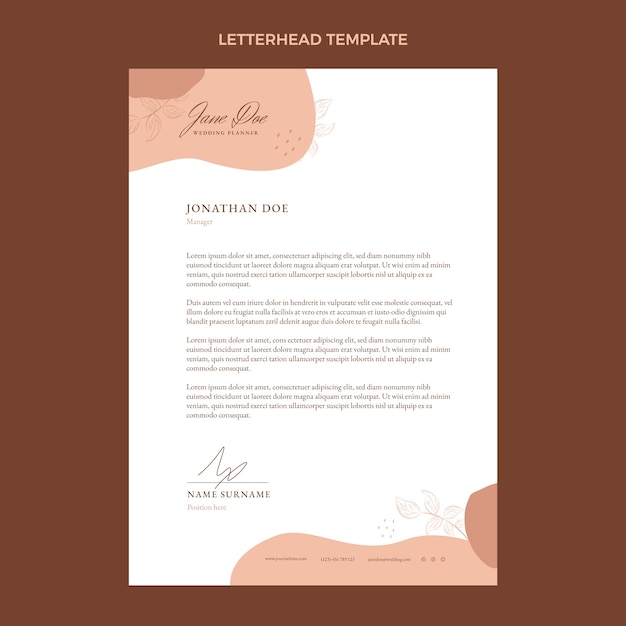 Free Vector Flat wedding planner letterhead template