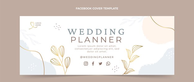 flat wedding planner social media cover template