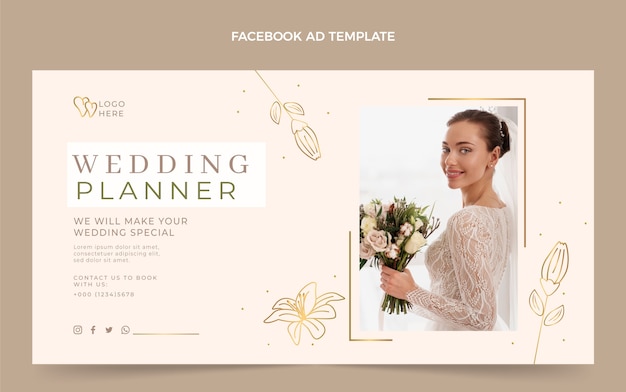 Free vector flat wedding planner social media promo template