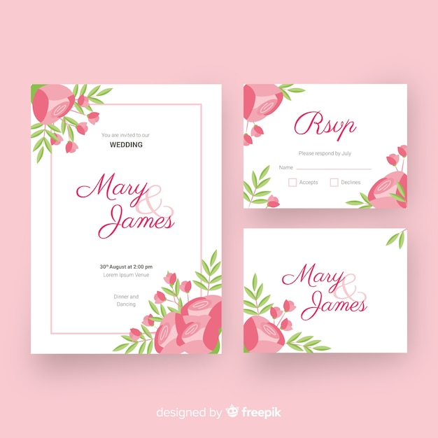 Flat wedding stationery template collection