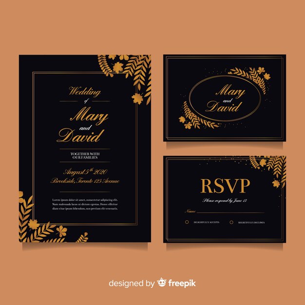 Flat wedding stationery template collection