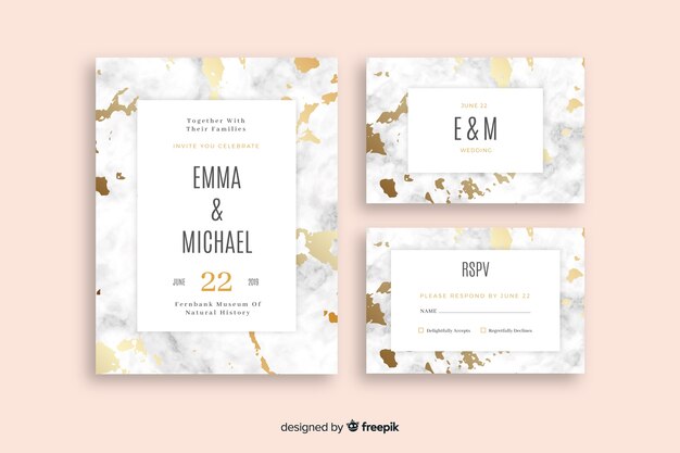 Flat wedding stationery template collection 