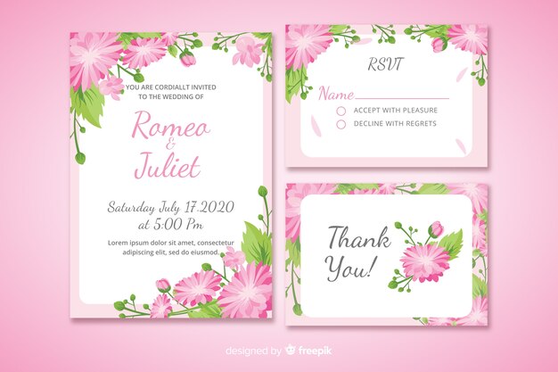 Flat wedding stationery template collection