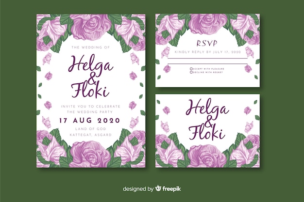 Flat wedding stationery template collection