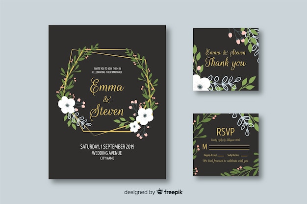 Flat wedding stationery template