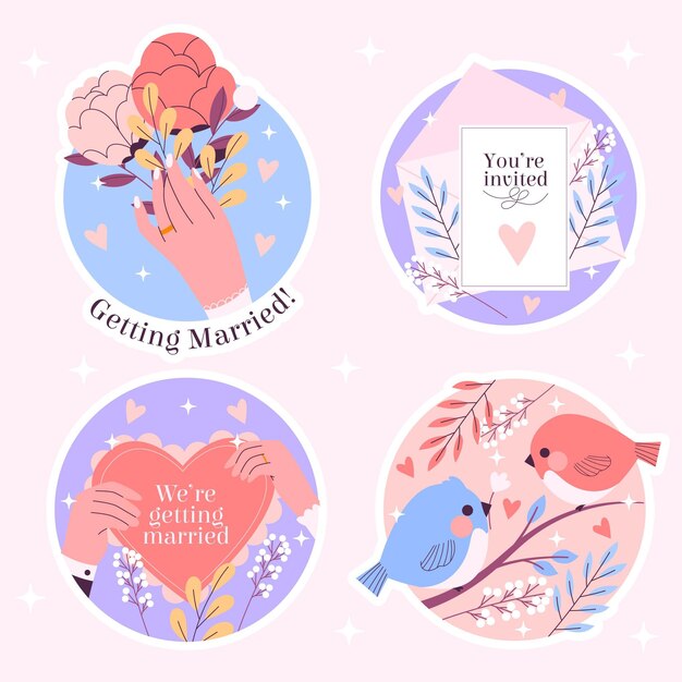 flat wedding stickers collection