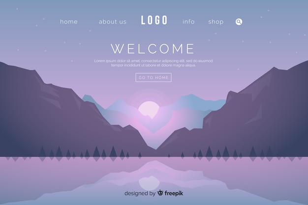 Flat welcome landing page template