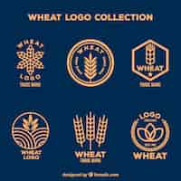 Free vector flat wheat logo collection