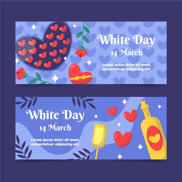 Free vector flat white day horizontal banners set