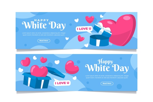 Free vector flat white day horizontal banners set