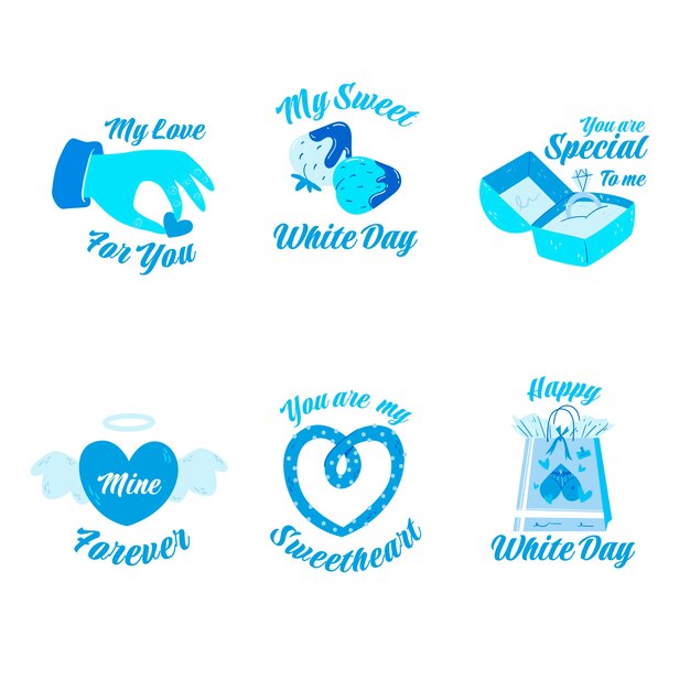 Free vector flat white day labels collection