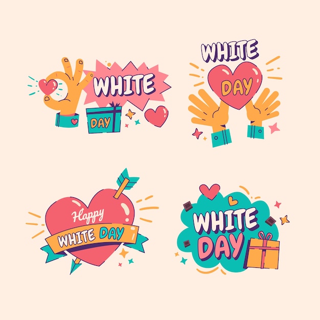 Free vector flat white day labels collection