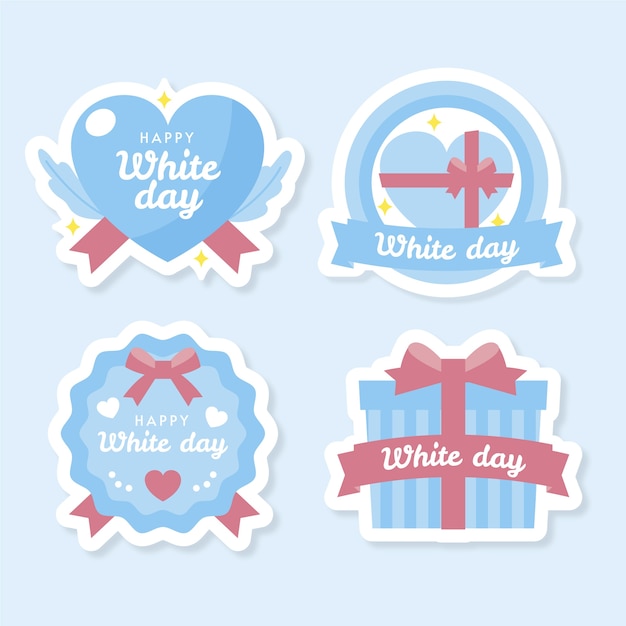 Free vector flat white day labels collection