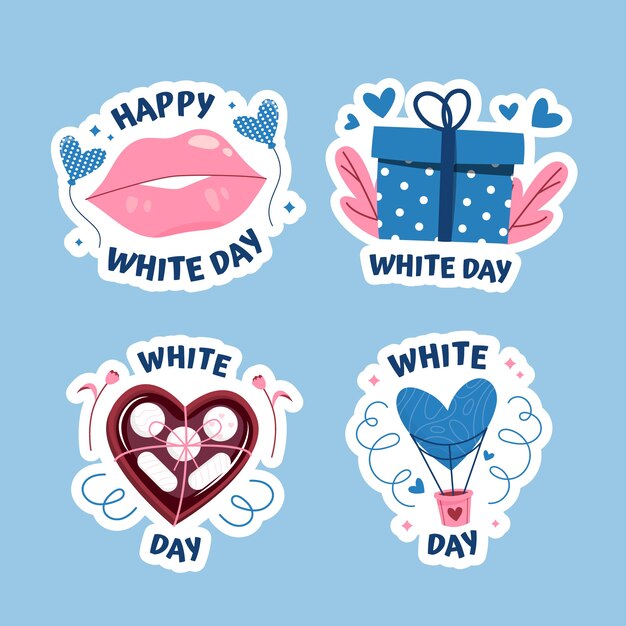 Free vector flat white day labels collection