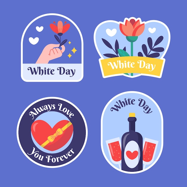 Flat white day stickers collection